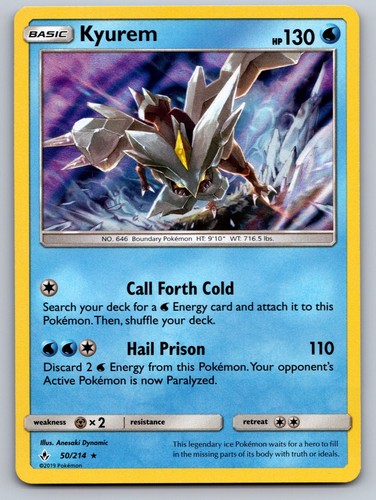 Kyurem 50/214 Holo Rare Unbroken Bonds Pokemon Near Mint