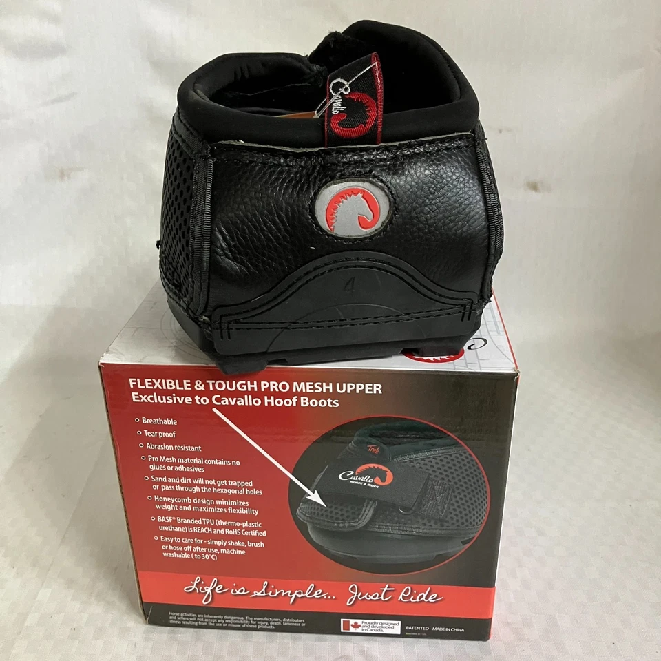 Cavallo Trek Hoof Boot Size 4 Black Regular Sole Trail Riding Therapy Support - Image 3 of 4