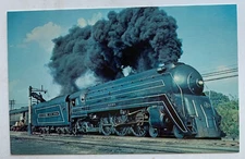 RR Postcard Baltimore & Ohio B&O "Cincinatian" Train 53 engine Deshier OH 1956