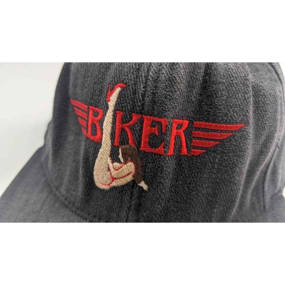 Biker Chick Snapback Hat Vintage 80s 90s Black Fade | eBay