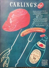 2 Vintage 1947 Carling's Red Cap Ale Print Ad Ephemera Wall Art Decor