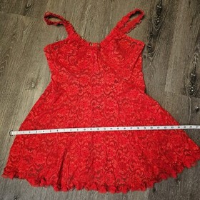 Vintage 90s Inner Most Red Lace Babydoll Chemise Sexy Lingerie Ruffle Trim