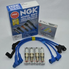 NGK Wire Set NGK Spark Plugs (2) RE7CL Trailing (2) RE9BT for MAZDA RX-8 R2 1.3L