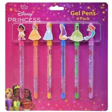 Paquete de 6 bolígrafos de gel Princess Disney con adornos de personajes