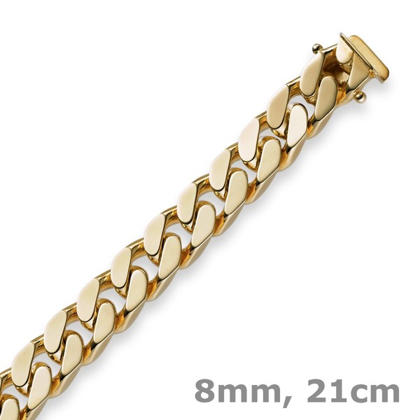 8Mm Armband Armkette Panzerarmband, 585 Gold Gelbgold, 21Cm, Herren, Goldarmband-image