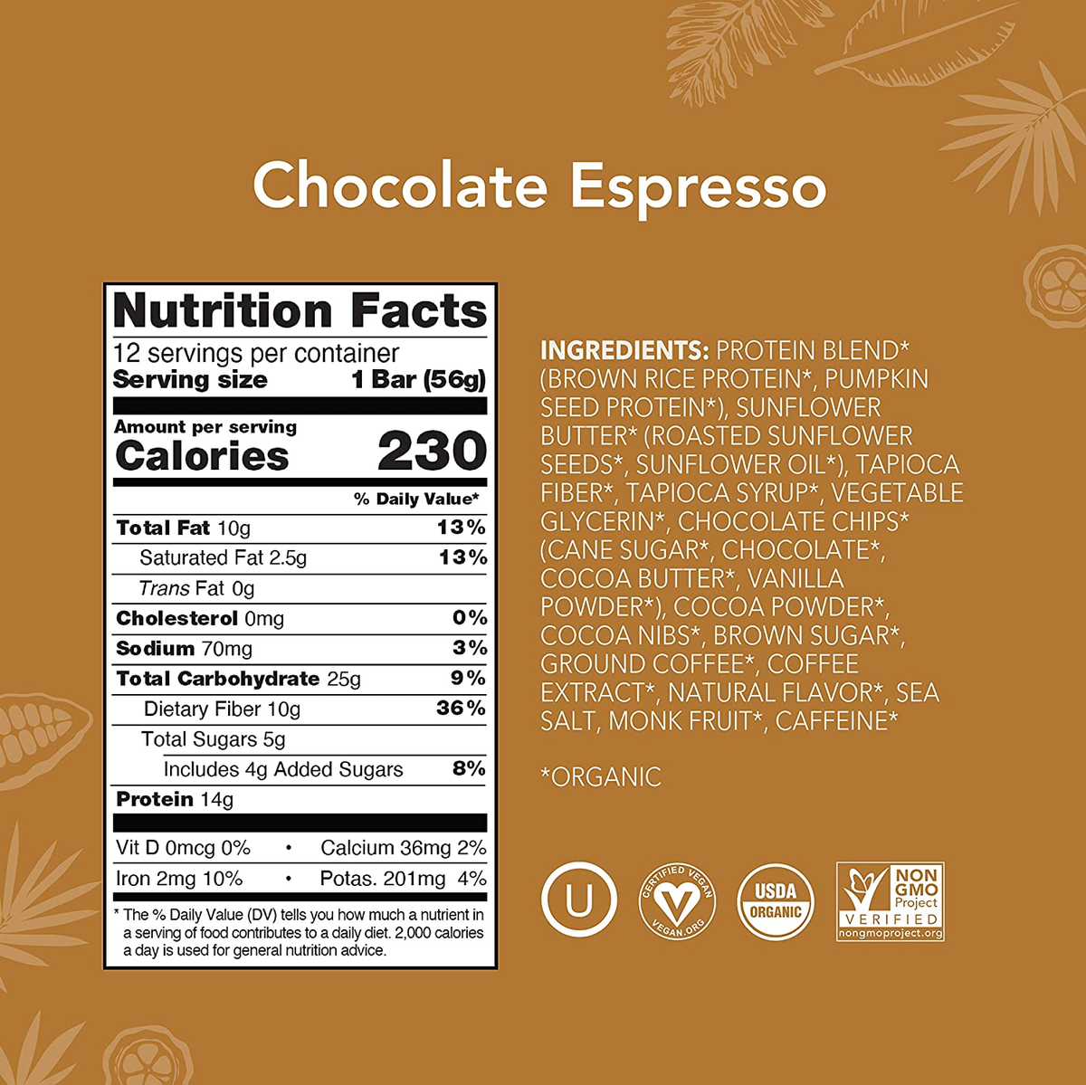 ALOHA Organic Plant Based Protein Bars - Chocolate Espresso (85Mg