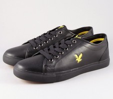 lyle and scott black leather trainers