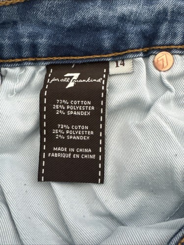 7 For All Mankind Paxtyn Jeans Girl Size 14 Blue Distressed Straight Leg - Picture 6 of 7
