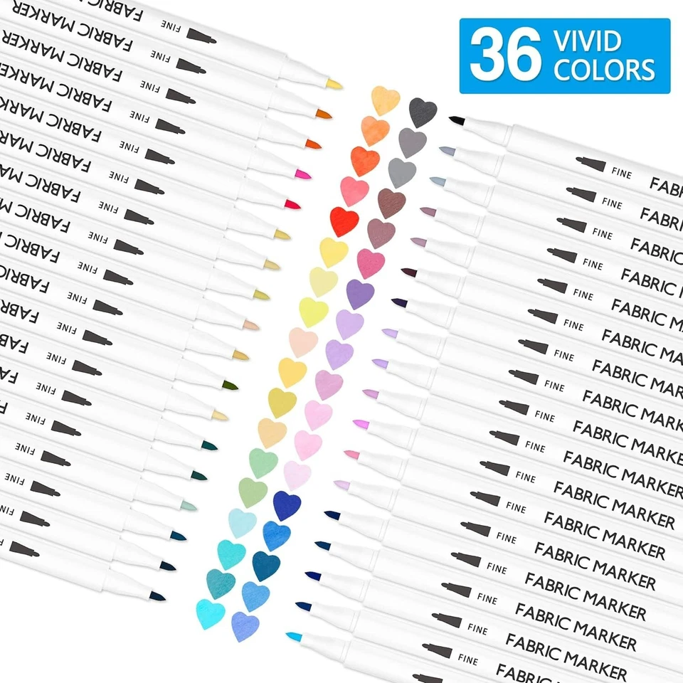Marcadores permanentes de tela de 36 colores para proyectos creativos - ¡Plantillas incluidas! Foto 4 de 4