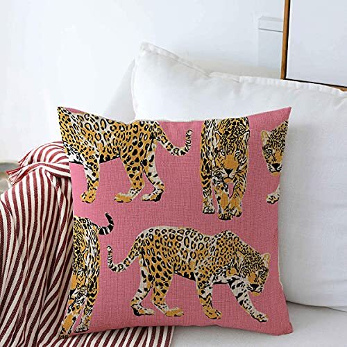 Decorative Throw Pillow Cushion Covers for Couch Pattern Different Cheetah Wi...