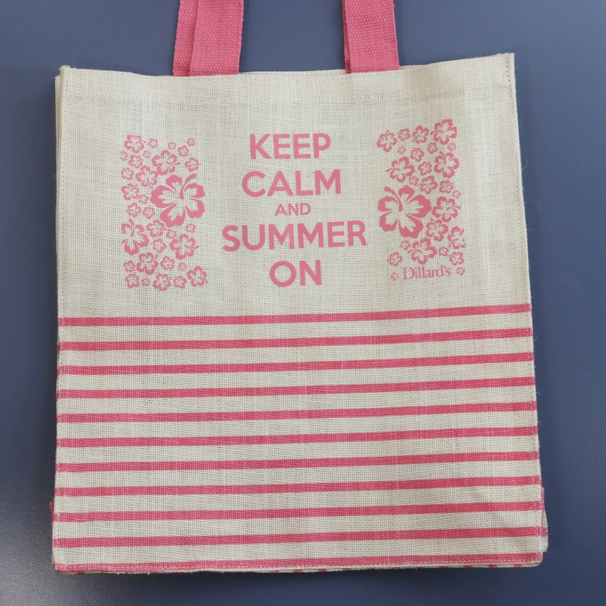 Dillards Summer Tote Bag L Pink Cream Stripe Beach Keep Calm Summer On  Market