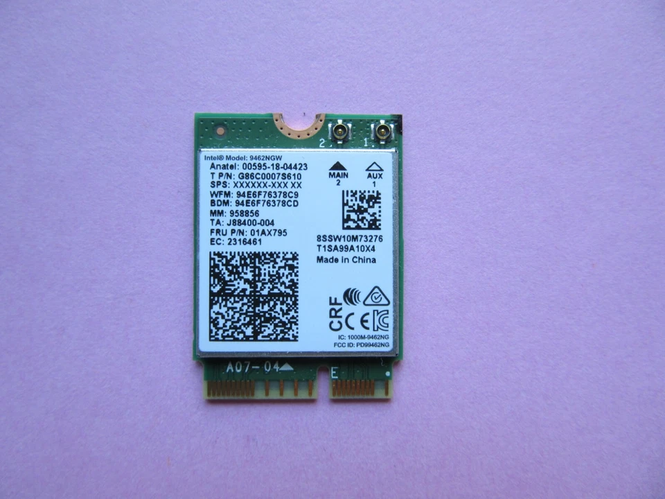 Intel 9462NGW Dual Band WLAN WiFi Wireless Card Bluetooth 5.1 Lenovo FRU 01AX795 - Image 2 of 4