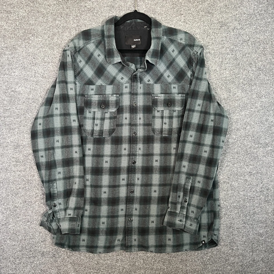 Camisa Hurley Para Hombres 2XL XXL Azul Franela a Cuadros Pesada Gruesa Informal Manga Larga Foto 2 de 4