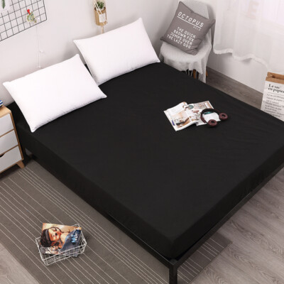 Solid Color Waterproof Fitted Sheet Extra Deep Mattress Cover Elastic Full Size