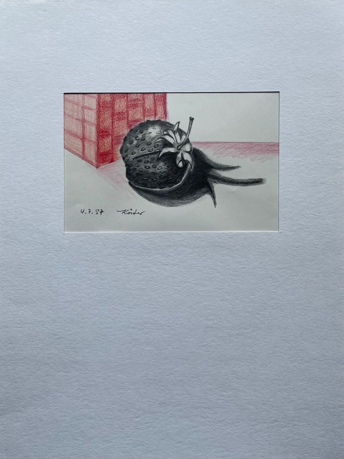 Dibujo A Lápiz Fresa Fruta Comida Dorothea Köster Fechado 1997