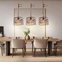 HäNgelampe Pendelleuchte Wohnzimmerlampe Spirale Hanfseil Led 3-Flammig L 115 Cm