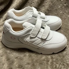 APEX V952W Double Strap Walker White Leather Sneaker Shoes Womens Sz 11 X-Wide
