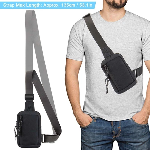 Men's Shoulder Bag Oxford Chest Bag Sling Crossbody Bag Casual Travel Phone Bag - Picture 5 of 11
