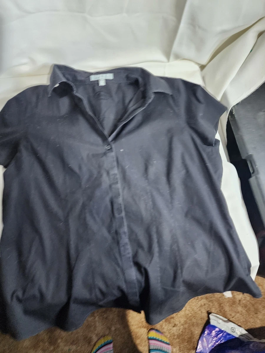v neck black and white striped shirt