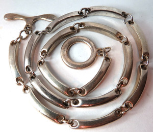 VTG UNIQUE STILL MEXICO NICE HEAVY MENS 925 STERLING SILVER NECKLACE 103.6 GRAMS