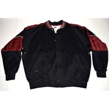 Vintage Nike Track Jacket Fleece Nylon Size XL 90s Black Maroon Varsity Style