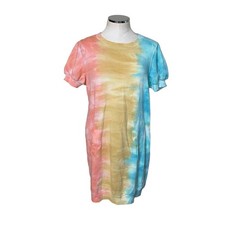 Ultra Flirt Pocketed Tie Dye Puff Short Sleeve Crew Neck Mini Sweatshirt Dress