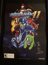 MEGAMAN 11 CAPCOM NY COMIC CON PROMO POSTER 14" X 20" signet Kazuhiro Tsuchiya