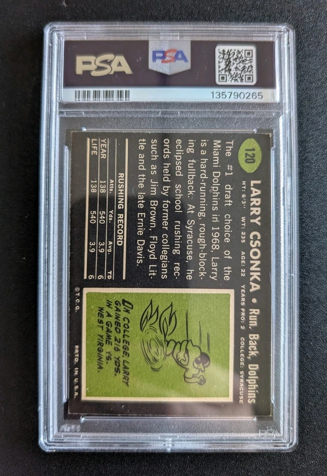 1969 Topps - Larry Csonka #120 (RC) - Image 2 of 2