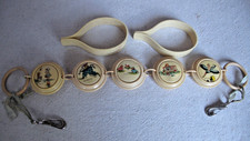 Antique Baby Rattle Celluloid Crib / Stroller Toy Nursery Rhymes Dated 1920