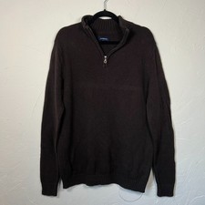 Croft  Barrow Men  s Brown Quarter Zip Sweater Size L Tall Preppy Grunge