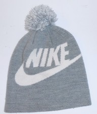 Nike Youth Boys Swoosh Pom Beanie Gray White Vintage Y2K S115