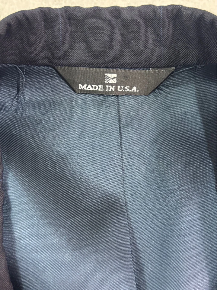 vtg 90s Polo Ralph Lauren 44L 36x32 2pc Pant Suit Navy Blue Windowpane USA Wool - Image 4 of 4