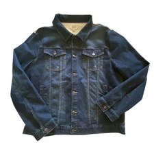 Frye And Co Mens Distressed Denim Trucker Jacket Aztec Southwest Size 2XLT EUC