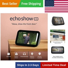 Amazon Echo Show 5 (Newest Model), Smart Display with 2X the Bass and Clearer So