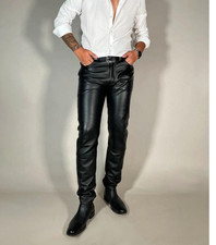 Men s Black Leather Dress Pant In Genuine Soft Lambskin Pant Classic Style Pant