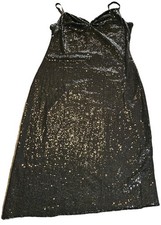 BeBe Women Black Sequin Midi Dress SZ L BodyCont,Party/Cocktail,Formal,Prom,HCO