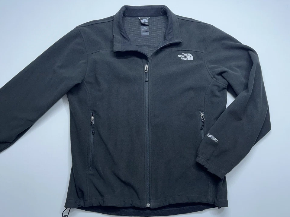 The North Face Windwall Jacket Mens Size Large Black Soft Shell Zip Pockets - Image 2 of 4