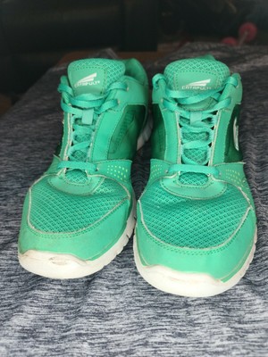 green athletic shoes