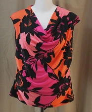 Worthington Woman, 0X, Piper, Orange Multi Floral Top, New with Tags