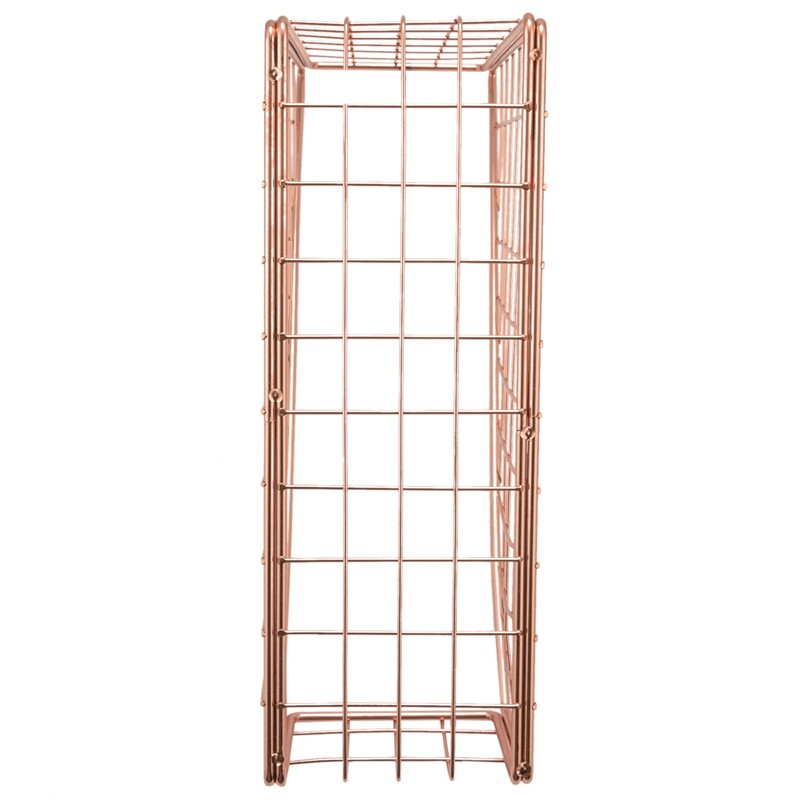 Rose Gold Electroplated Iron Book Holder Desktop Shelf File Magazine