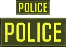 POLICE EMB PATCH 4X10 & 2X5 HOOK ON BACK YELLOW ON OD