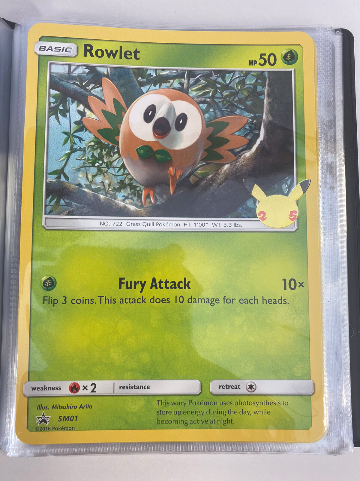 Pokémon ROWLET SM01 Oversized First Partner Pack Promo TCG