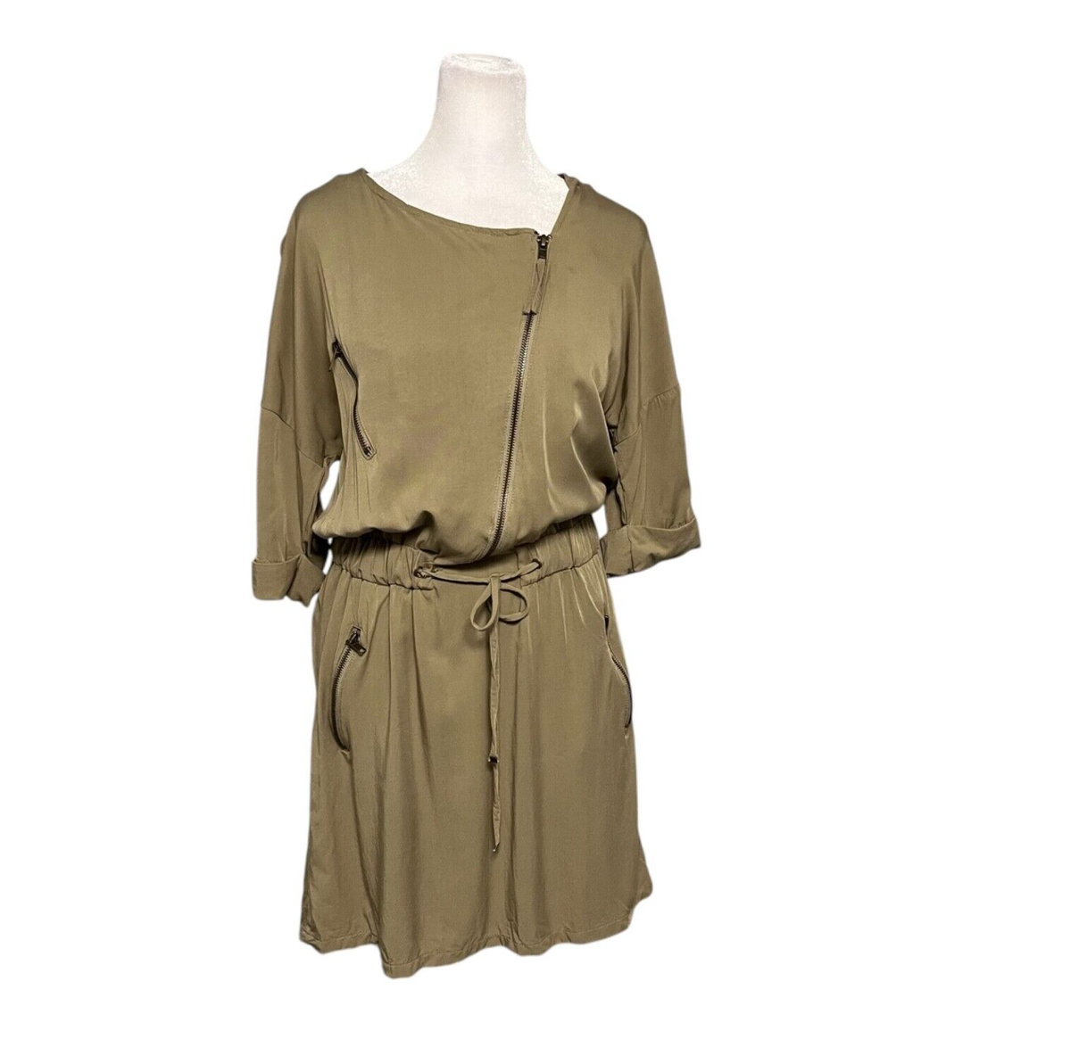 mango green short dress Mango green mini long sleeve dress