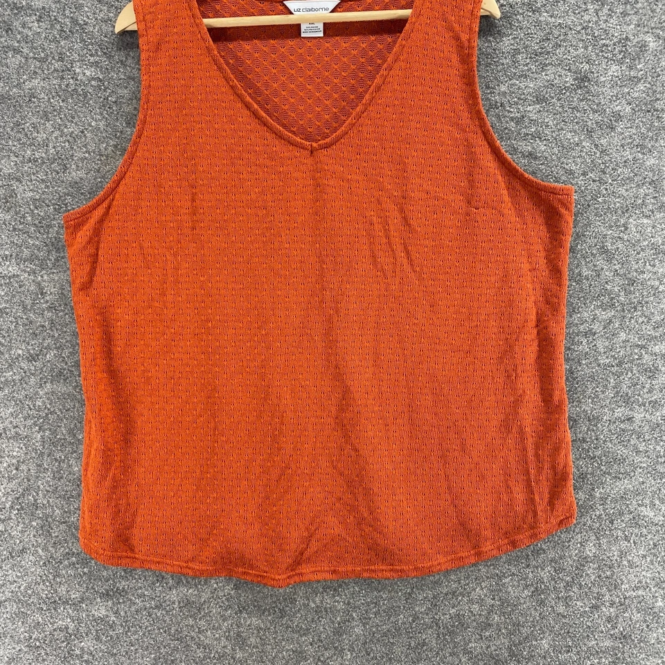 Camiseta sin mangas Liz Claiborne para mujer 2XL roja cuello en V sin mangas correa ancha pulóver informal Foto 4 de 4