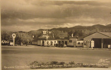 1950's RAINBOW COTTAGE, TEXACO. Hwy 50, Salida, CO RPPC postcard 5 3/8 x 3 3/8