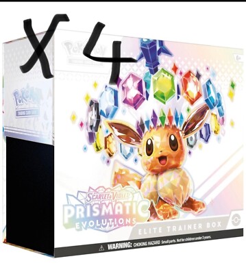4 x Prismatic Evolutions Pokemon Elite Trainer Box ETB Presale Jan 25  