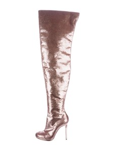gold sequin thigh high boots