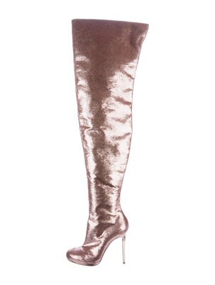 gold sequin thigh high boots