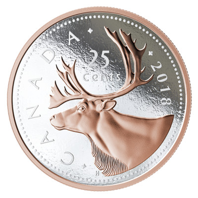 25 Cents Big Coin Series Caribou Karibu Kanada 5 oz Silber PP 2018