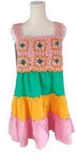 ASOS Colorful Tiered Sundress Crocheted Tank Top Dress Size 8 Festival Boho